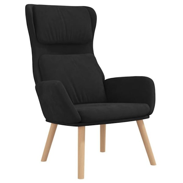 Lounge stol, moderne design, sort velour, DEC026747 Svart