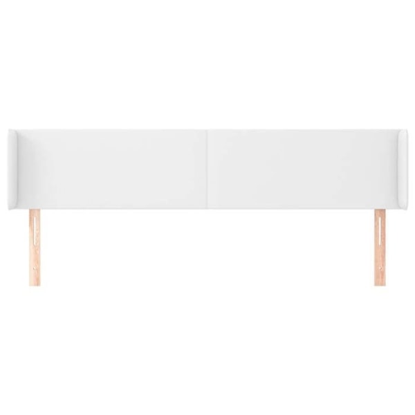 Hovedgærde til seng, møbel med sidekant 203 x 16 x 78/88 syntetisk hvid