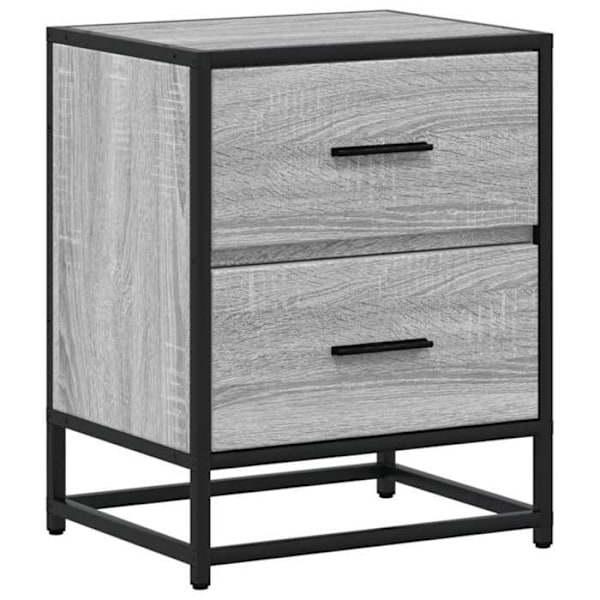2 kpl yöpöytiä, joissa on kaksi laatikkoa 40 x 31 x 50 cm, harmaa puu- ja teräsrakenteinen DEC035672 kastanj
