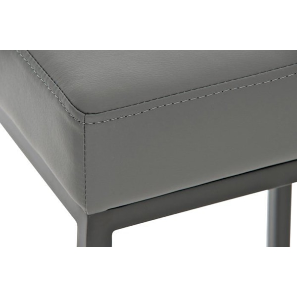 Moderne design barstol i grå syntetik med sorte mat metalliske firkantede ben.