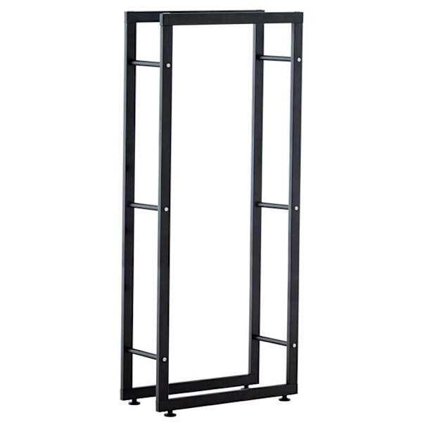 Bränslevedshylla stödkraft trä vedspis 25 x 60 x 125 mattsvart metall