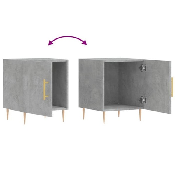 Sæt med 2 sengeborde med rum med dør 40 x 40 x 50 cm grå ingeniørtræ DEC035393 kastanj