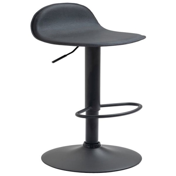 Sæt med 2 barstole med fodstøtte i sort PVC, trompetfod i sort metal 10_0004261 Metall