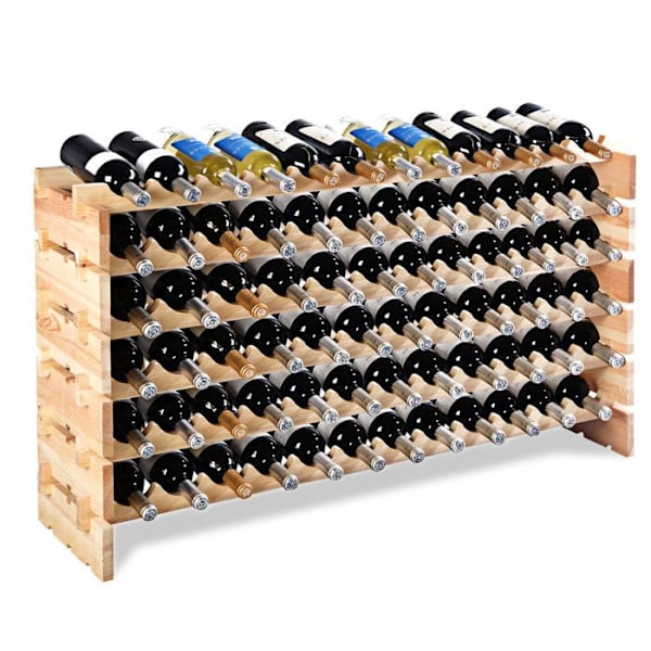 vinkylare för 72 flaskor i robust modulärt furu 119 x 29 x 71