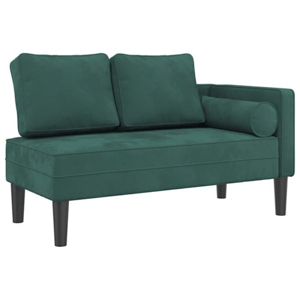 Meridienne chaise longue sofa til indendørs brug med mørkegrønne velourpuder DEC026105 Grön
