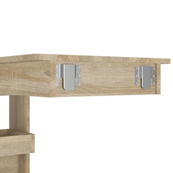Væghængt barbord med reoler 102 x 45 x 103,5 cm, ingeniertræ i egetræ farve DEC036231 kastanj
