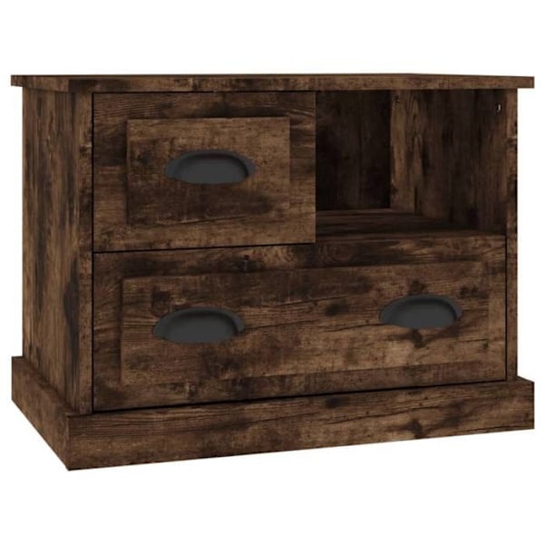 Nattbord med rum og 2 skuffer 60 x 39 x 45 cm ingeniørtræ brun DEC033671 kastanj