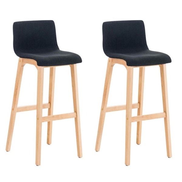 2 kappaletta design-baari stoolia, joissa on 4-jalkainen puurakenne ja mustasta kankaasta valmistettu istuin 10_0004214 kastanj