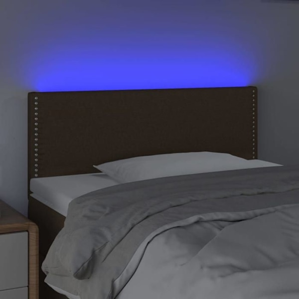 Hovedgærde til seng med LED-møbel 100 x 5 x 78/88 mørkebrunt stof Mörkbrun