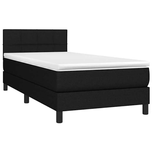 LED-sängram - TDL - 90x200 cm - Svart tyg - Justerbar huvudgavel - 1 plats Svart