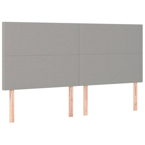 Hovedgærde til seng, soveværelse, LED-møbel 200 x 5 x 118/128 lys grå stof