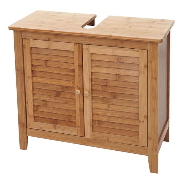 Bamboo design undersink cabinet, praktisk og elegant til badeværelse 60x67x30cm 04_0001253 Flerfärgad