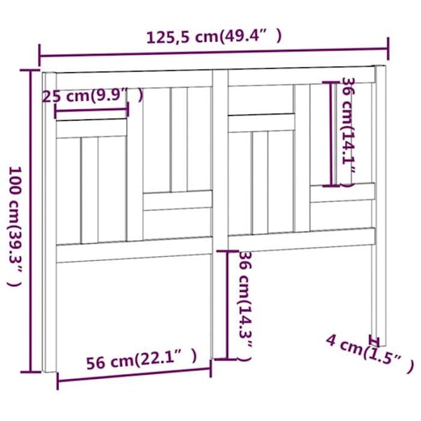 Sänggavell tillbehör sängrum möbel 125,5 x 4 x 100 vitfärgad furu