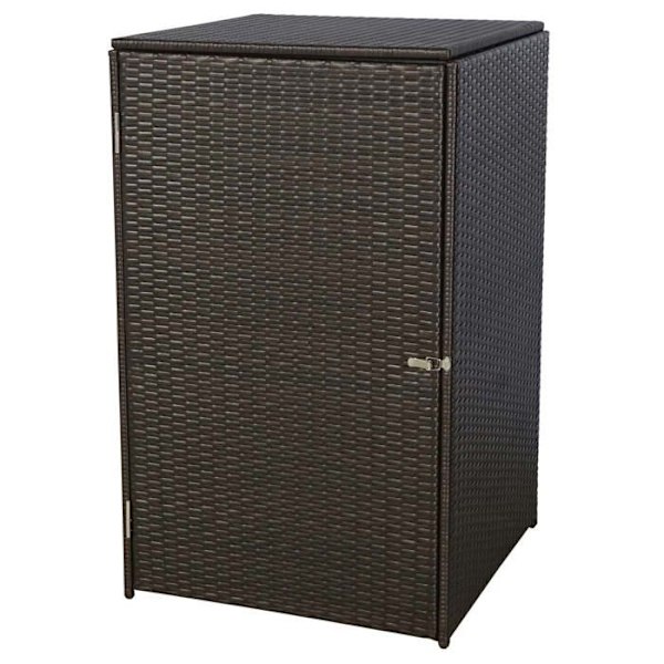 Affaldscontainer med indbygget affaldskurv i poly-rattan brun 120 liter