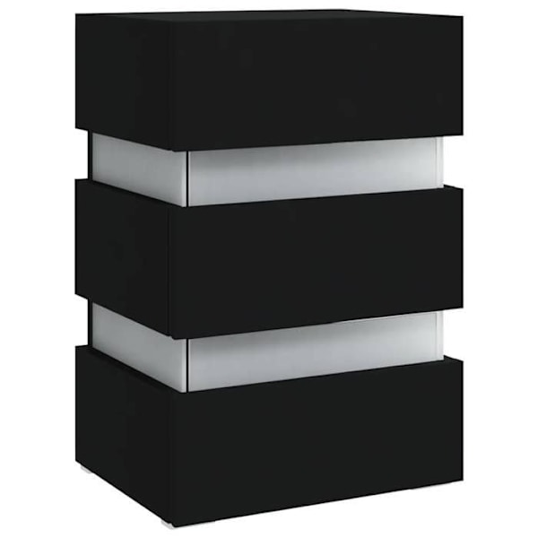 Yöpyöri LED-valolla ja 3 laatikolla 45 x 35 x 67 cm mustaa rakennuspuuta DEC034743 kastanj