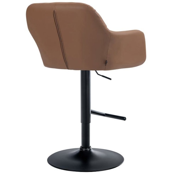 Barstol høj x1 med 360° drejefunktion i lys brun PVC med dekorative syninger, metalben i sort 10_00052 kastanj