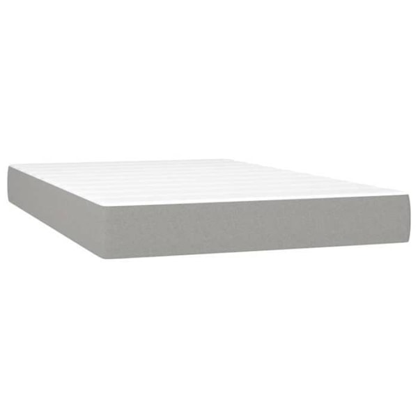 LED-sengebund med sengebund, hovedgavl, madras og topmadras 120x200 cm lys gråt stof TDL0207881 Grå