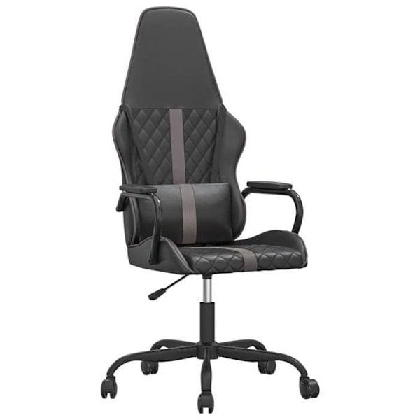 Kontorstol gaming med lændepude i sort og grå PVC DEC025982 Grå