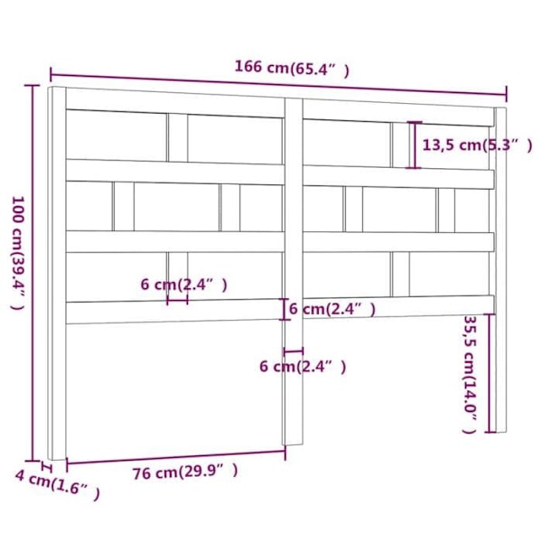 Hovedgærde accessory soveværelse møbel 166 x 4 x 100 cm sort fyrretræ TDL0202209