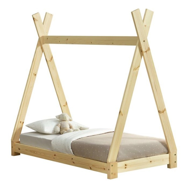 Lasten sänky - Ei eritelty - Tipi - Luonnon männypuu - 70x140 cm - 1 paikka