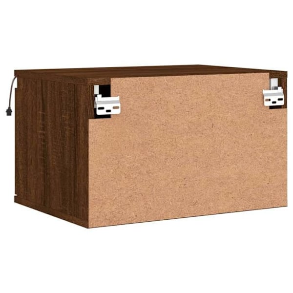 Väggmonterat nattduksbord med LED-lampor och låda 50 x 36 x 30 cm ingenjörsträ ek brun DEC034185 kastanj
