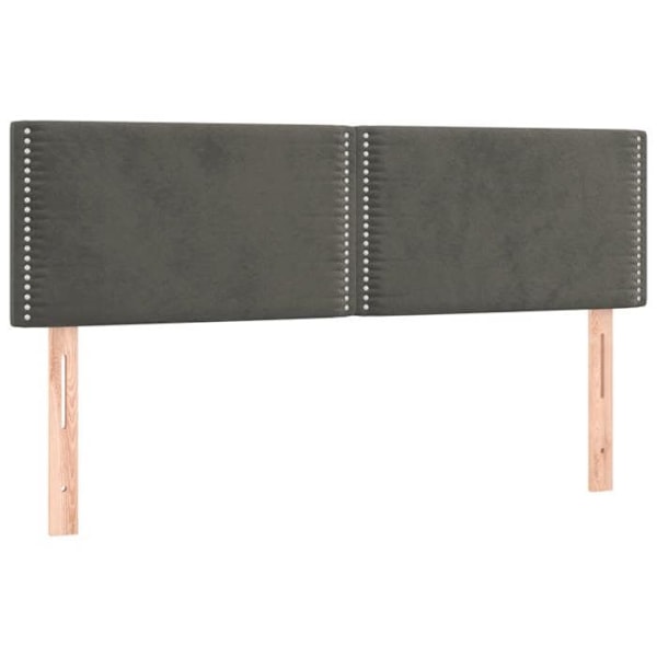 Hovedgærde til seng, soveværelse møbel i 2 dele 72 x 5 x 78/88 cm mørkegrå velour TDL0206364 Grå