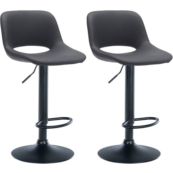 Barstole høje x2 med fodstøtte i sort PVC, metalstel i sort 10_0004066 Metall