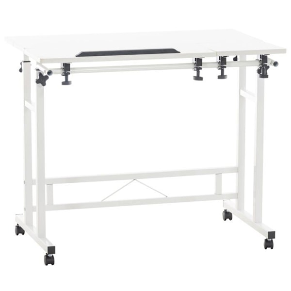 Bureau pupitre med 2 justerbare hylder til computerbord Laptop med plade i MDF hvid BUR10506