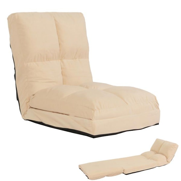 Golvsäng med avkopplingsfunktion justerbart ryggstöd i 4 riktningar stålram beige sammet 04_0006371 Beige