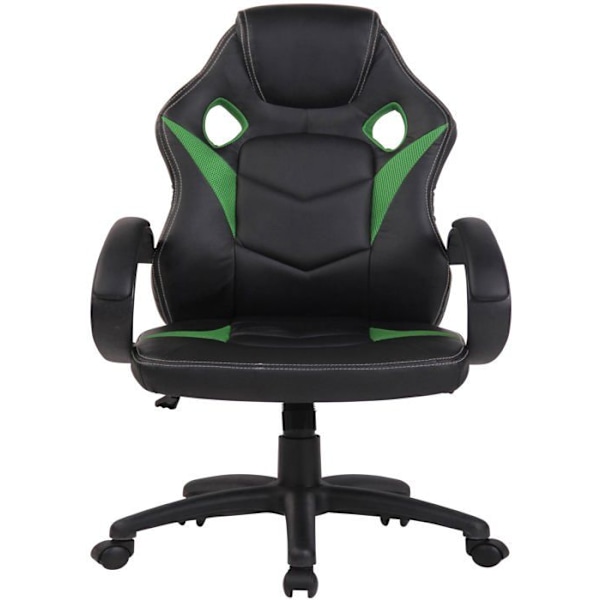 Ergonomisk gaming kontorstol i grøn PVC og plastik 10_0002759 Guld