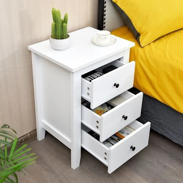Nattduksbord modern sängbord med 3 lådor för sovrum 46 x 37 x 65