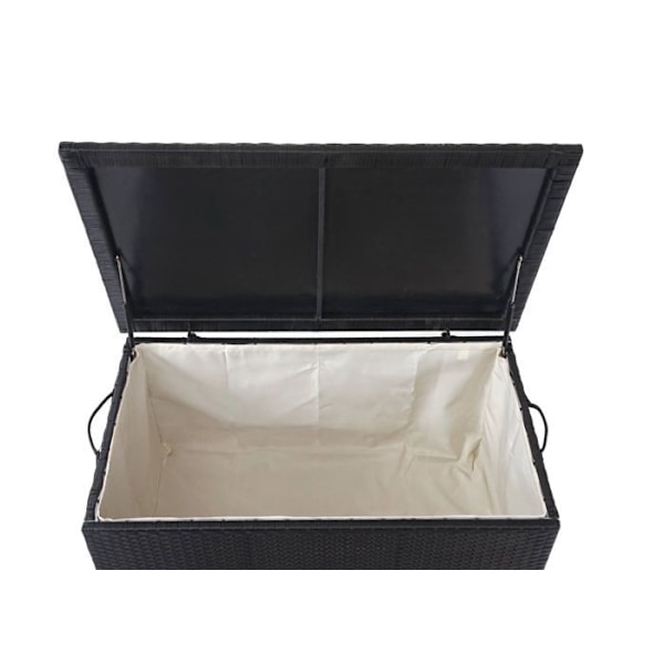 Opbevaringskiste til have i sort polyrotin 63x135x52cm 320l 04_0002575 Svart