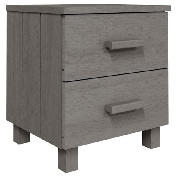 Sæt med 2 natborde med skuffer 40 x 35 x 44,5cm massivtræ grå DEC036008 kastanj