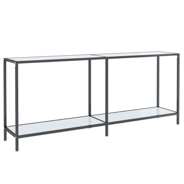 Moderne konsolbord til indgang, sidebord 180 x 35 x 75,5 cm, hærdet glas med marmor-look og stål DEC031704 Vit