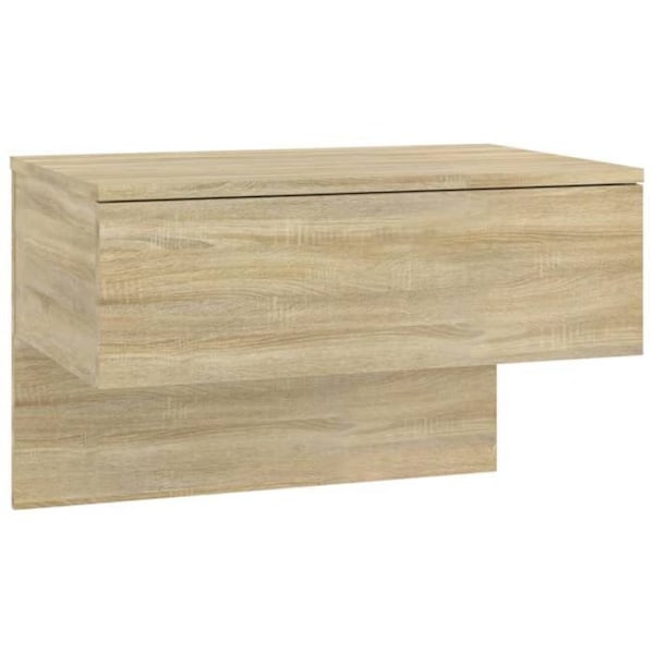 Væghængt natbord med skuffe 60 x 40 x 40 cm i ingeniørtræ i egetræsfarve DEC034280 kastanj