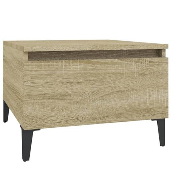 Sæt med 2 sideborde med skuffe 50 x 46 x 35 cm i ingeniørtræ farve eg DEC032631 kastanj
