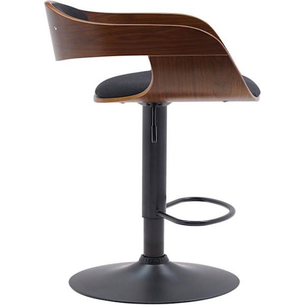Barstol x1 skandinavisk design i svart tyg och valnötsstruktur med svarta metallben 10_0005038 kastanj