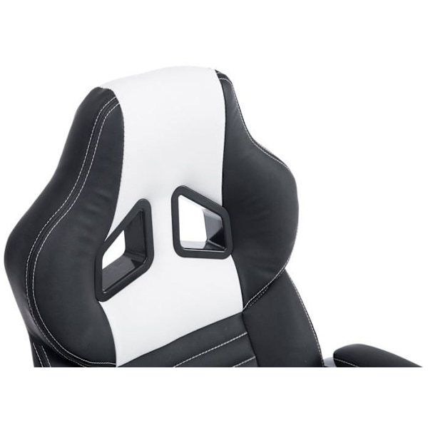 Gaming kontorstol med hjul, vippefunktion i sort/hvid PVC og plast 10_0002594 Vit