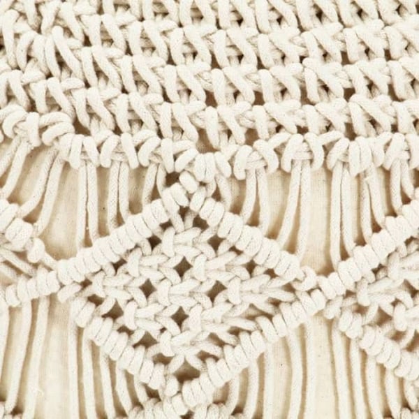 Pouf taburet fodskammel håndlavet flettet bomuld 45 x 30 cm beige bomuld DEC029977 Beige