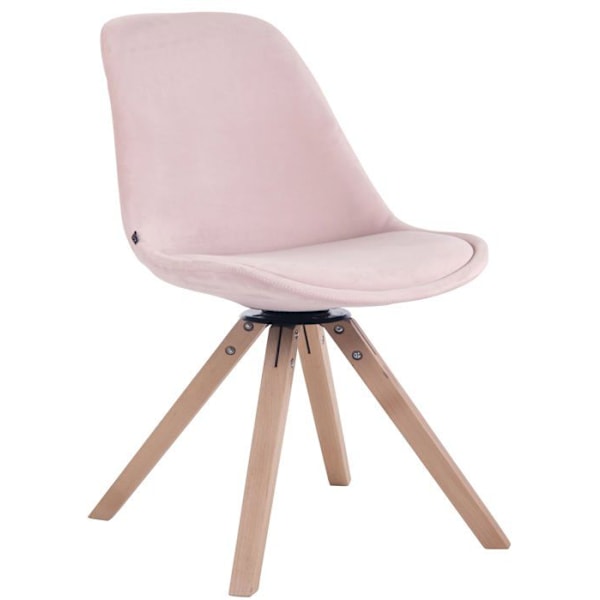 Spisestol x1 besøgsstol med 360° drejelig velour i rosa, ben i lyst firkantet træ 10_0003506 kastanj