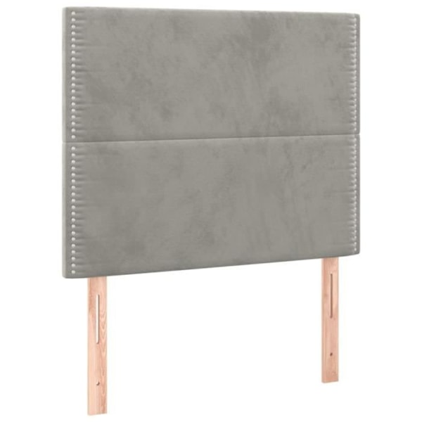 Hovedgærde accessory til seng soveværelse møbel med LED 90 x 5 x 118/128 lysegrå velour