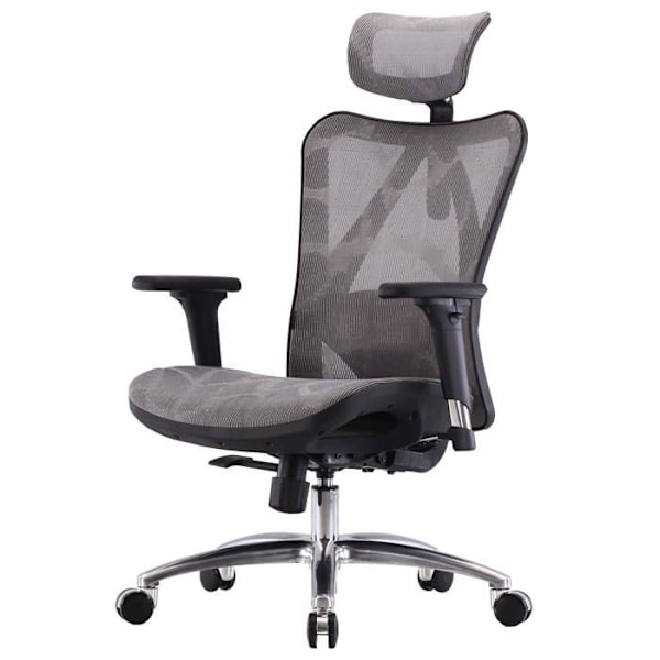 Kontorsstol med ergonomiskt formad sits och ryggstöd, svängbar och justerbar, grå meshbeläggning 04_0006217 Grå