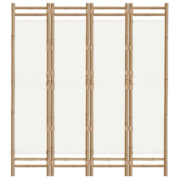 Breda separationsvägg vikbar 4 paneler 160 cm bambu och cremefärgad duk DEC031189 Grädde