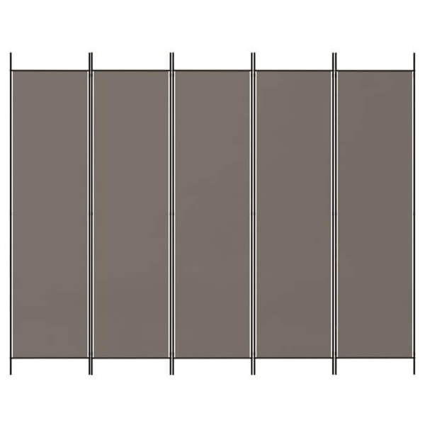 Paravent separator för rum med 5 paneler 250 x 220 cm tyg och järn antracit DEC030932 Flerfärgad