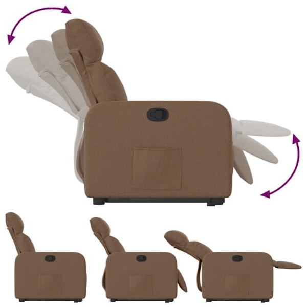 Fauteuil relax TV med komfortabel polstring og elektrisk løftefunktion i brunt stof DEC028052 kastanj