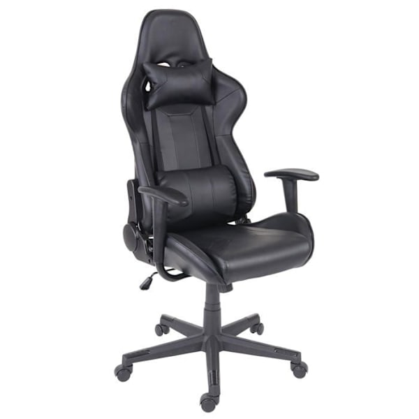 Kontorstol gamer med hjul og vippefunktion i sort syntetisk materiale