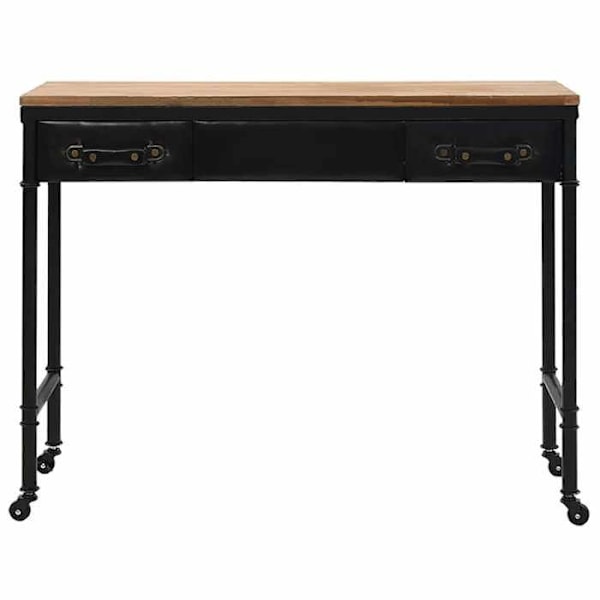 Functional and stylish entry console table on wheels with drawers 100x33,5x80 cm MDF wood and steel DEC032055 kastanj