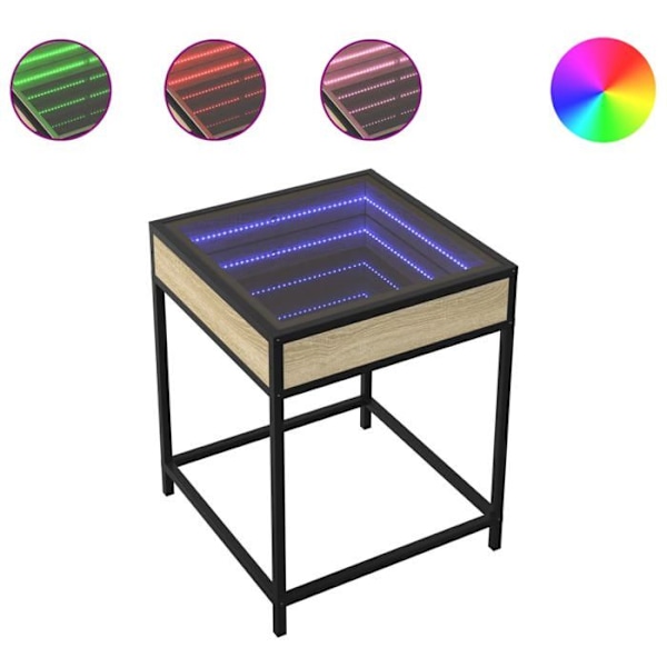 Yöpöytä LED-peilillä 40 x 40 x 51 cm puu, lasi ja teräs DEC033147 kastanj