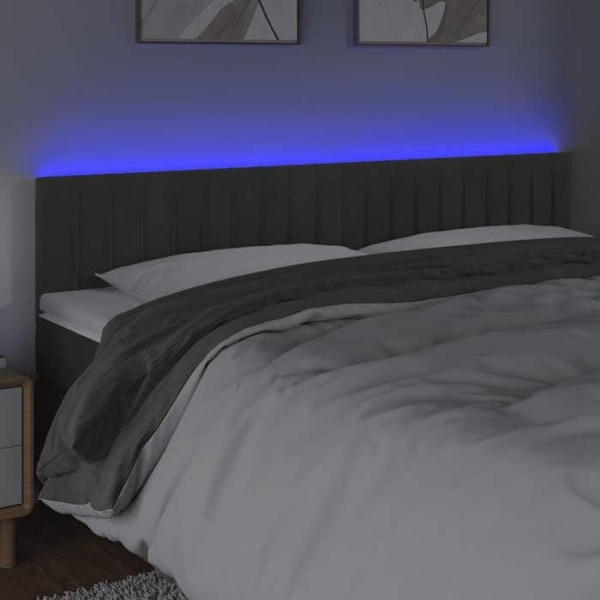 Hovedgavl - Ikke specificeret - 200x5x78/88 cm - Mørkegrå velour - Indbygget LED - Moderne stil Mörkgrå