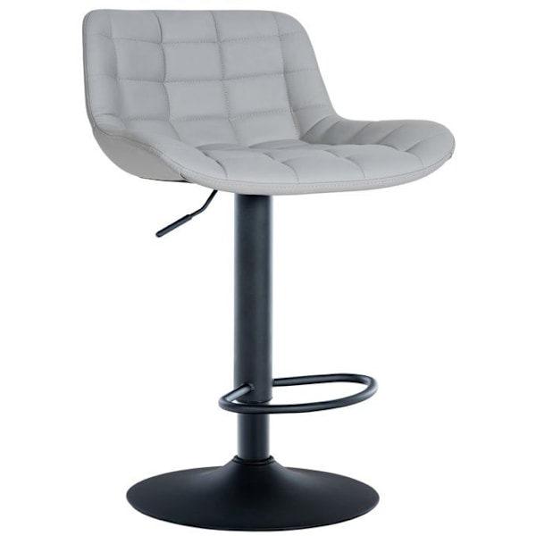 Baari-tuoli x1 musta metallirunko, harmaa PVC-istuin, jossa tikkaus 10_0005445 Grå